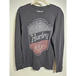 Hurley Long Sleeve Logo Shirt - Black Men's Size M Cotton Long John Thermal